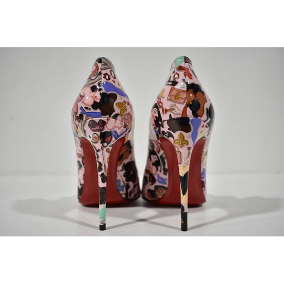 Christian Louboutin Hot Chick 100 Pink Patent Leather Bored Red Heel Pump 38.5 - Picture 11 of 12